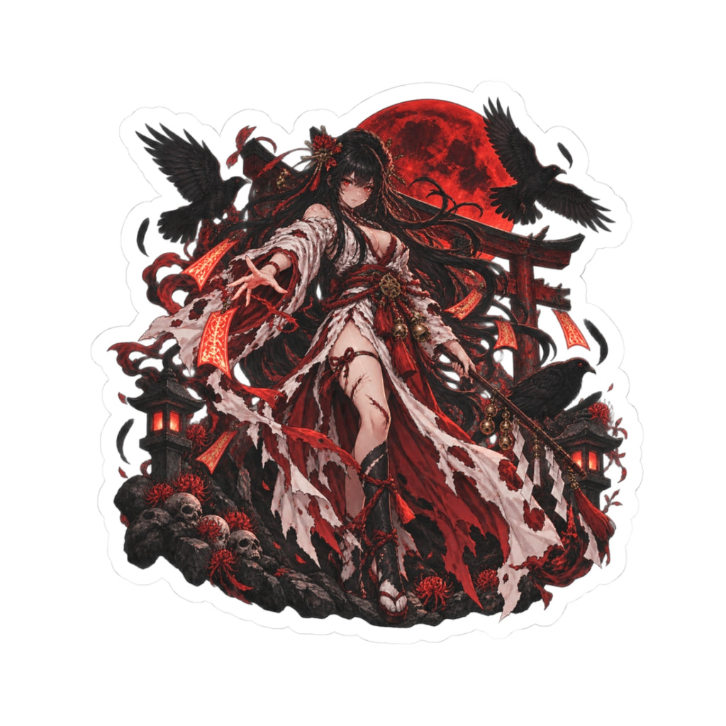 Crimson Shrine — 3 × 3 in Kiss-Cut Sticker