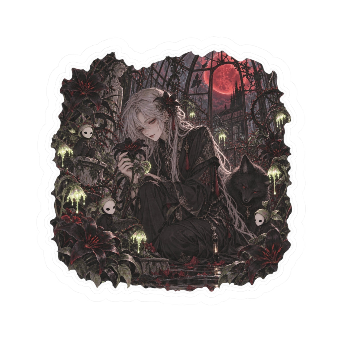Midnight Garden — 3 × 3 in Kiss-Cut Sticker