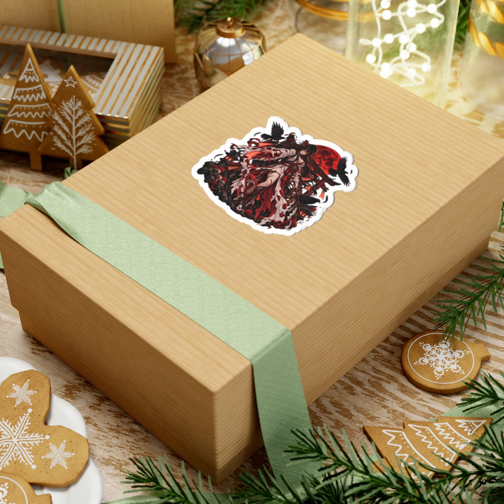 Crimson Shrine — 3 × 3 in Kiss-Cut Sticker